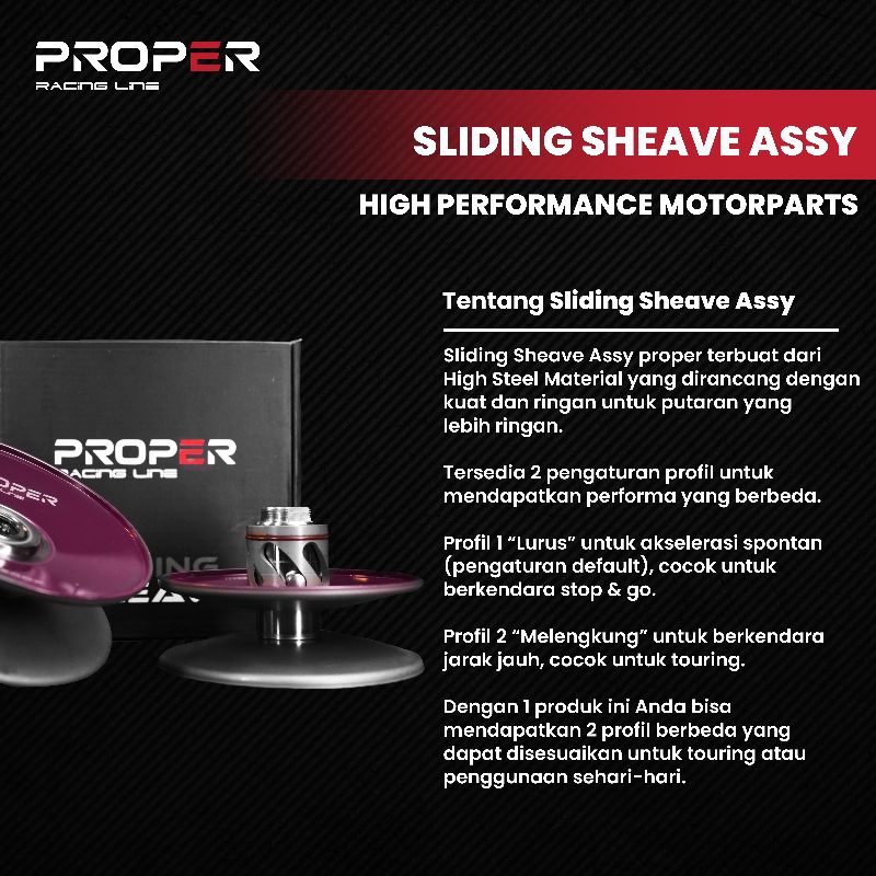 Jual SECONDARY SLIDING SHAVE PROPER RACING NMAX AEROX LEXI VARIO 125 ...