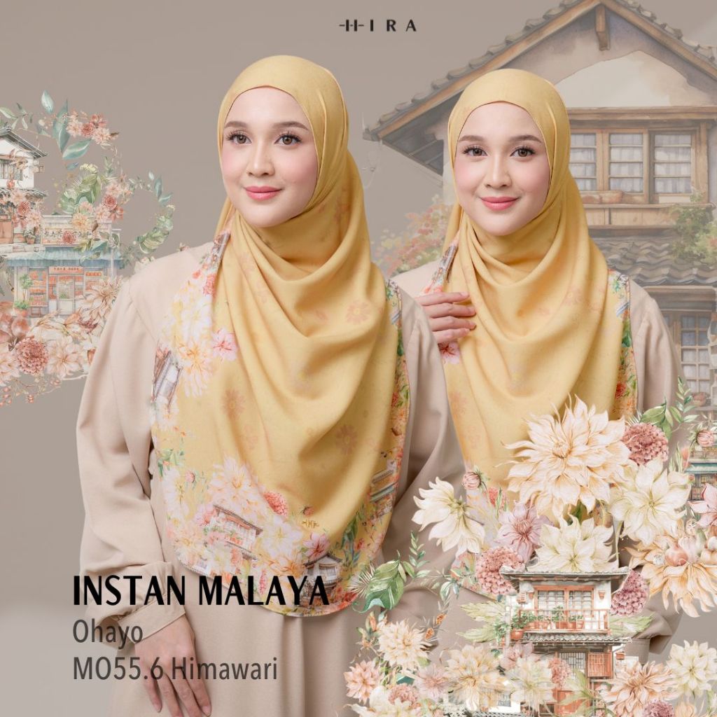 HIRA Instan Malaya Ohayo Hijabwanitacantik Pashmina Jilbab Motif Jepang