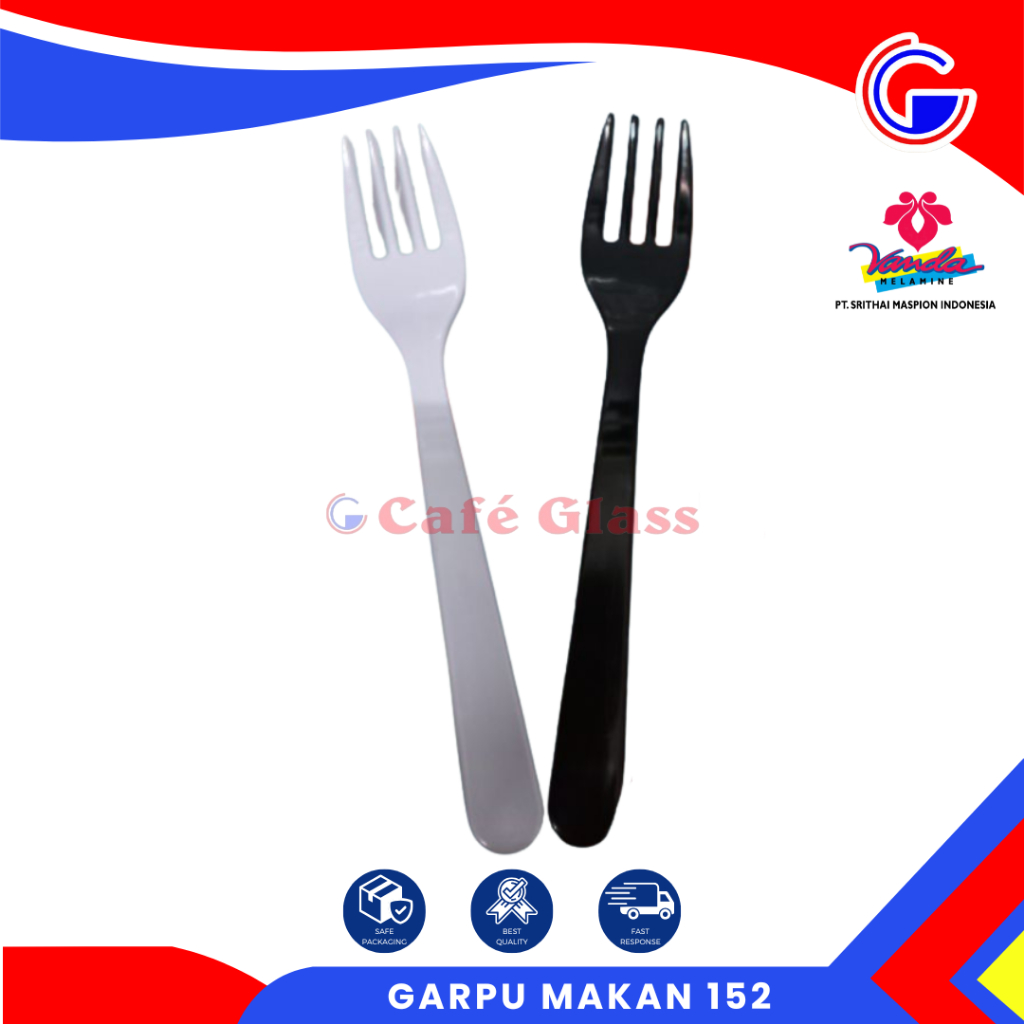 Garpu Makan Melamin - Garpu Makan 152 Hitam Dan Putih Vanda Melamin
