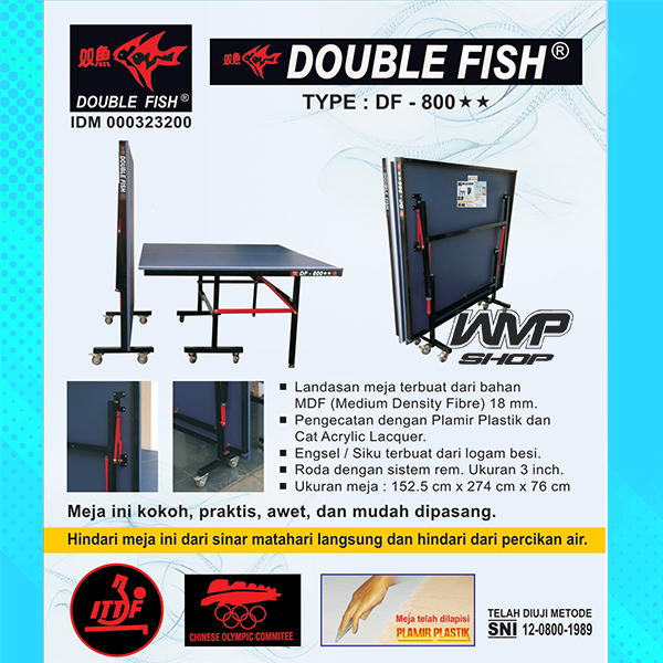 Jual Meja Pingpong Meja Tenis Meja Double Fish MDF 18 Mm Roda Jumbo ...