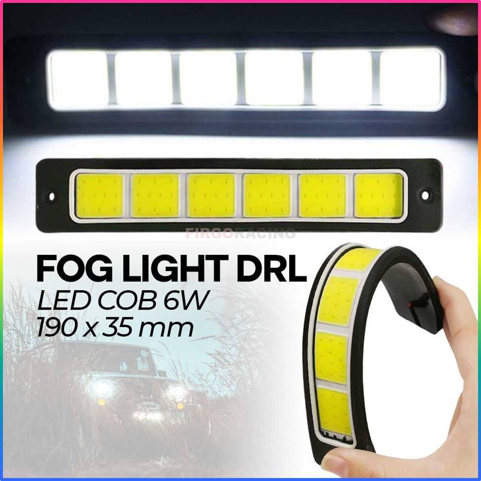Lampu Kabut Mobil Foglamp LED COB DRL Waterproof Cool White 12V 190mm