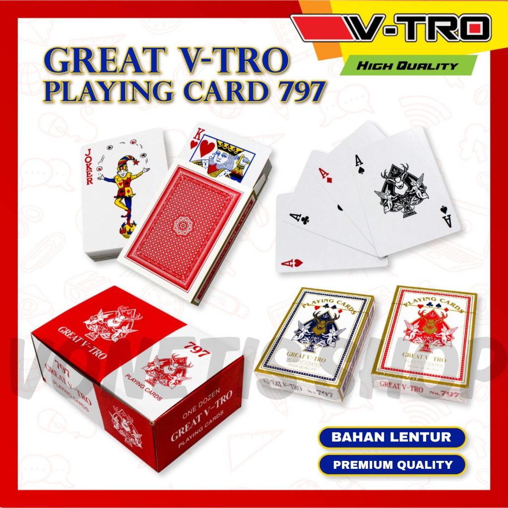 Jual Kartu Remi | Kartu Permainan Great V-TRO Playing Card 797 1 Box ...