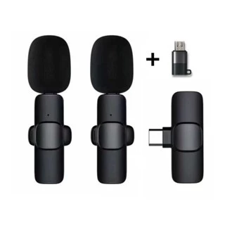 Microphone Nirkabel Mic Clip On Wireless Portabel Usb Type C Micro Lightning Ios Adapter