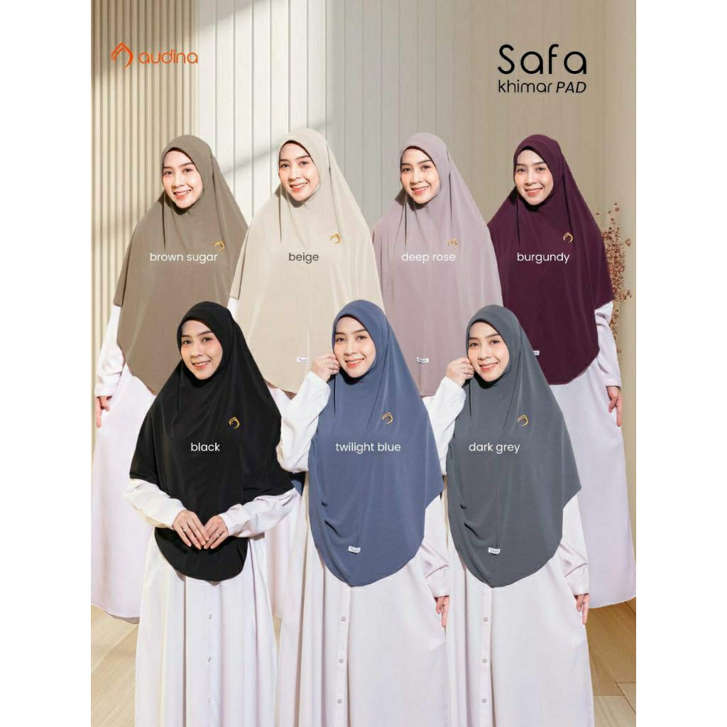 Safa Jilbab Dagu Ped Dan Soft Ped ORI Audina Bahan Jersey Premium Jilbab Hitam Putih Syar'I