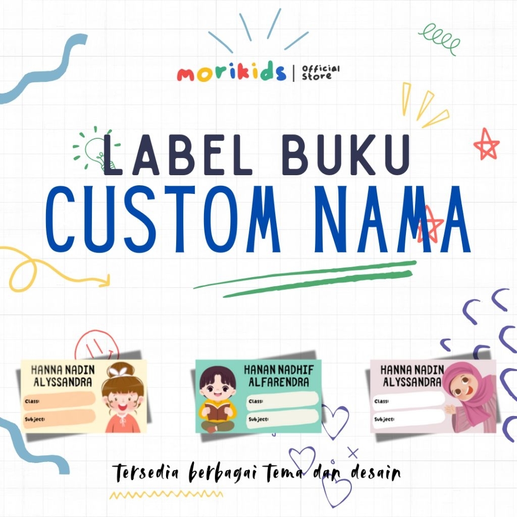 Jual [Morikids] Label Buku Custom Nama - Label Mata Pelajaran - Stiker ...
