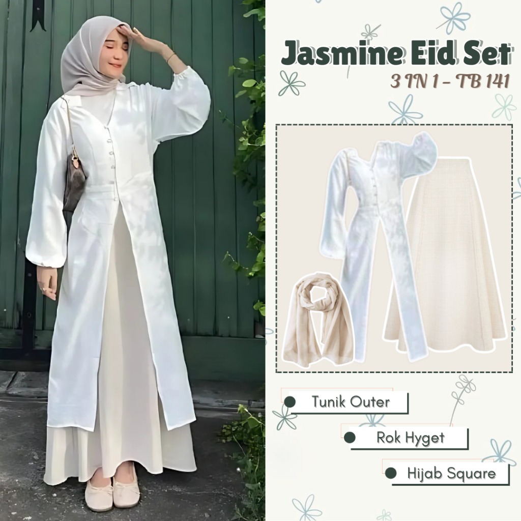 Jual Jasmine Eid Set Tunik Outer Rok Hyget Hijab Bella Square Oneset ...