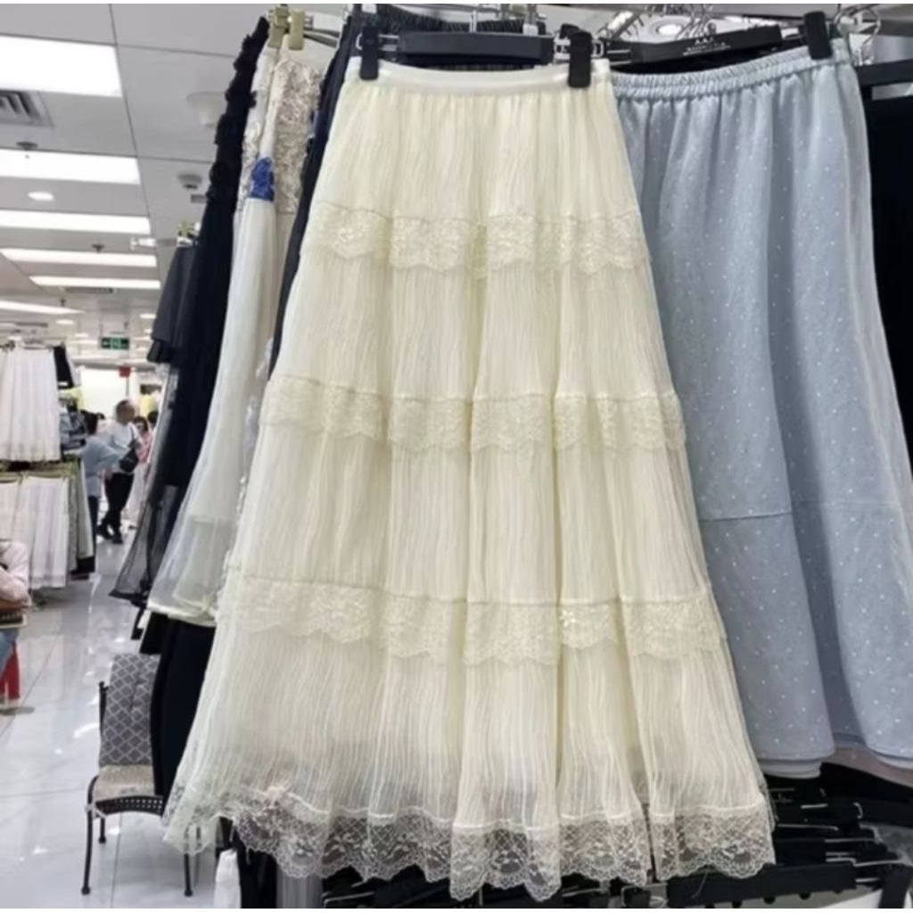 Jual Rok tutu Susun umpak renda panjang fashion wanita terbaru | Shopee ...