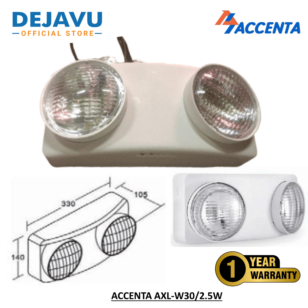 Jual Lampu Emergency Led Accenta AXL-W30/2.5W (Wall / Ceiling Mounted ...