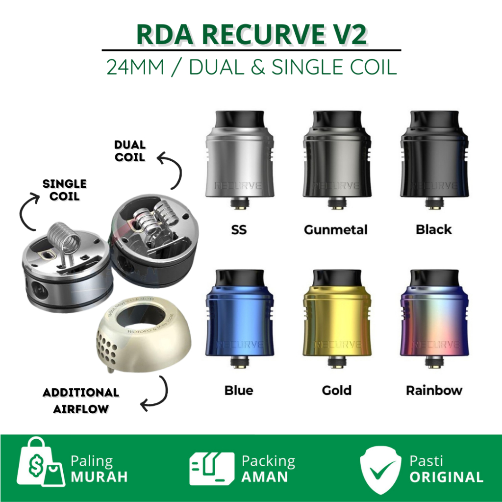 Jual RDA RECURVE V2 24MM ATOMIZER AUTHENTIC VAPE BY WOTOFO | Shopee ...