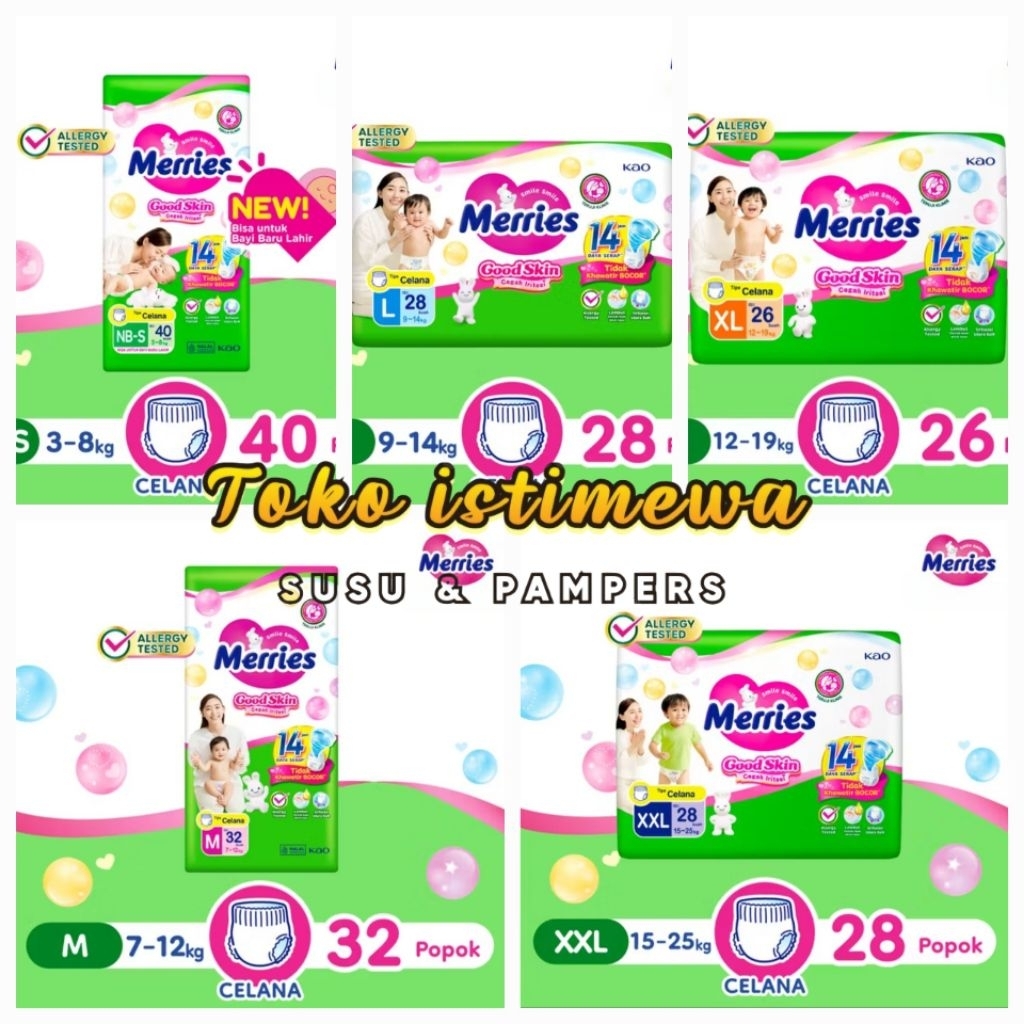 Jual Merries pants popok celana Nbs40, M32, L28, XL26, XXL28 popok ...