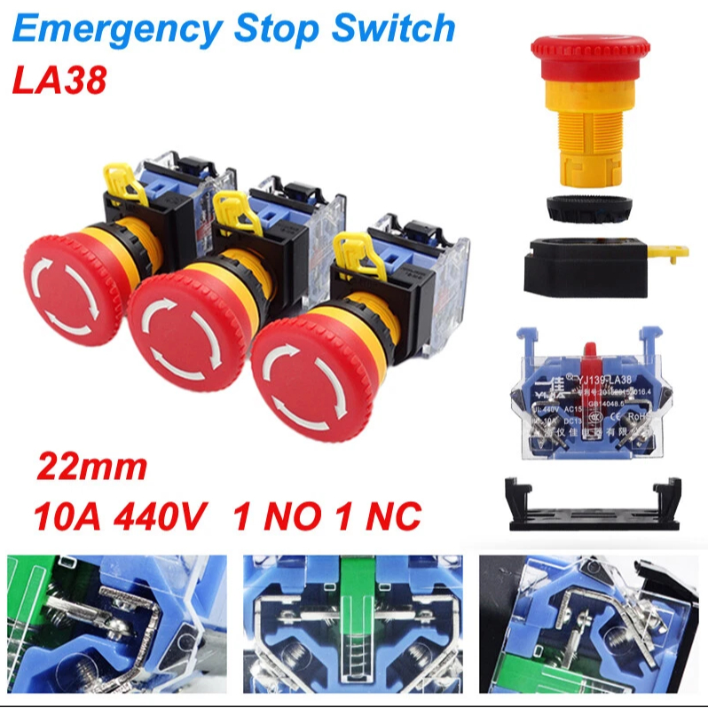 Jual Tombol Push Button Emergency Darurat Stop Self Switch Locking Lock ...