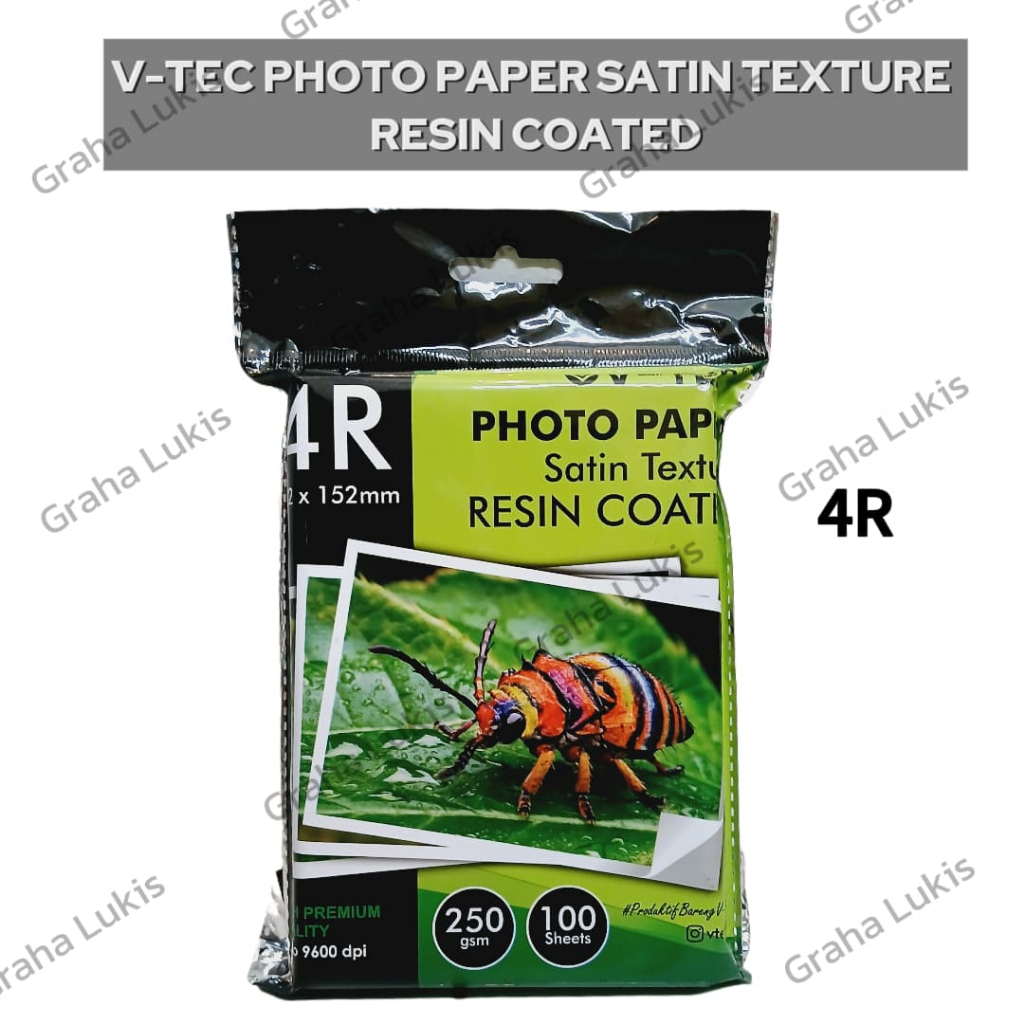 Jual V-Tec Photo Paper Satin Texture Resin Coated 4R 250gsm RCPP 9100 ...