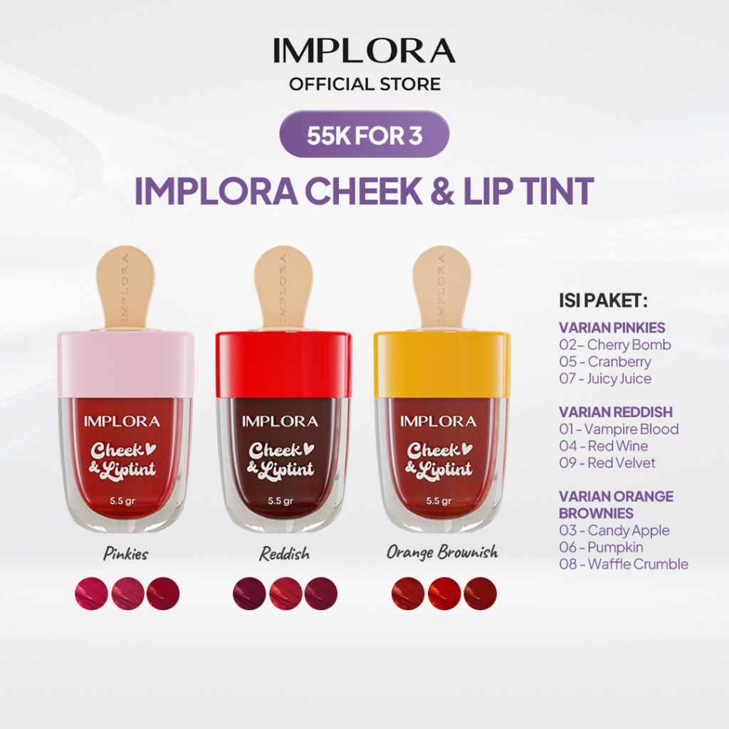 Implora Cheek & Lip Tint Bundle 3 pcs