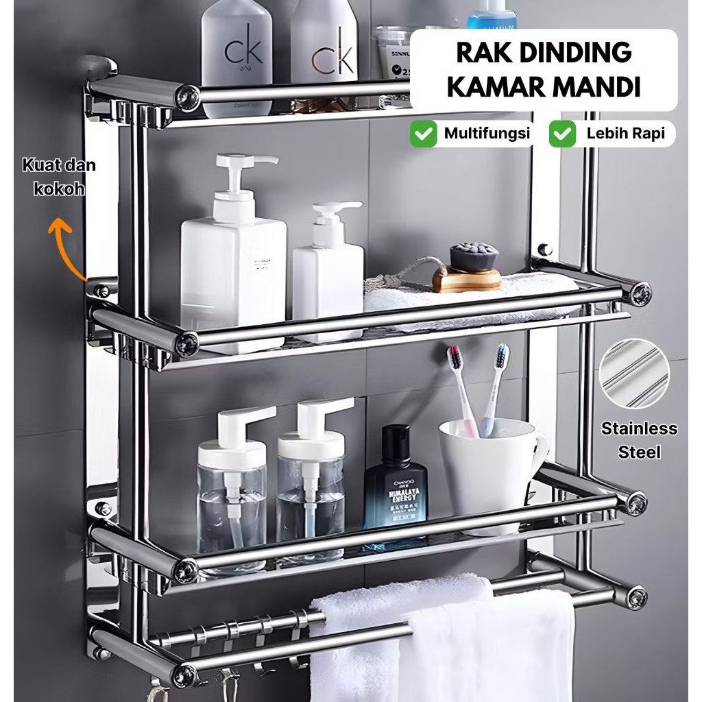 Jual RAK KAMAR MANDI STAINLESS 3 LAPISAN | Shopee Indonesia
