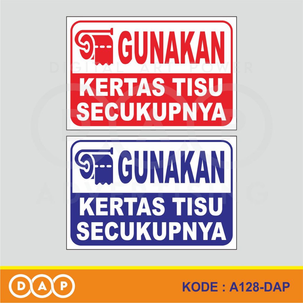 Jual A128 - Acrylic Sign, Stiker Akrilik Gunakan Kertas Tisu Secukupnya ...