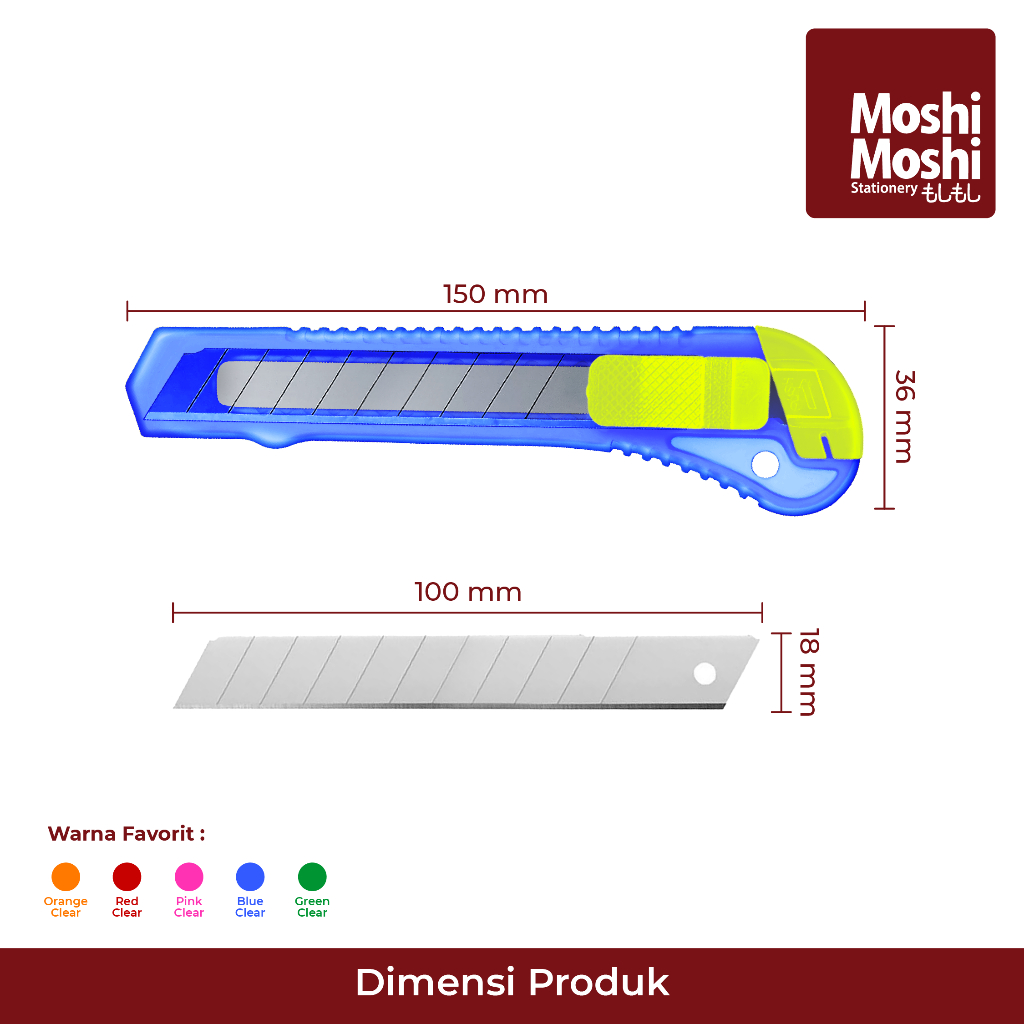 Jual Paper Cutter Moshi Transparent Color Pisau Kertas Tajam Warna ...