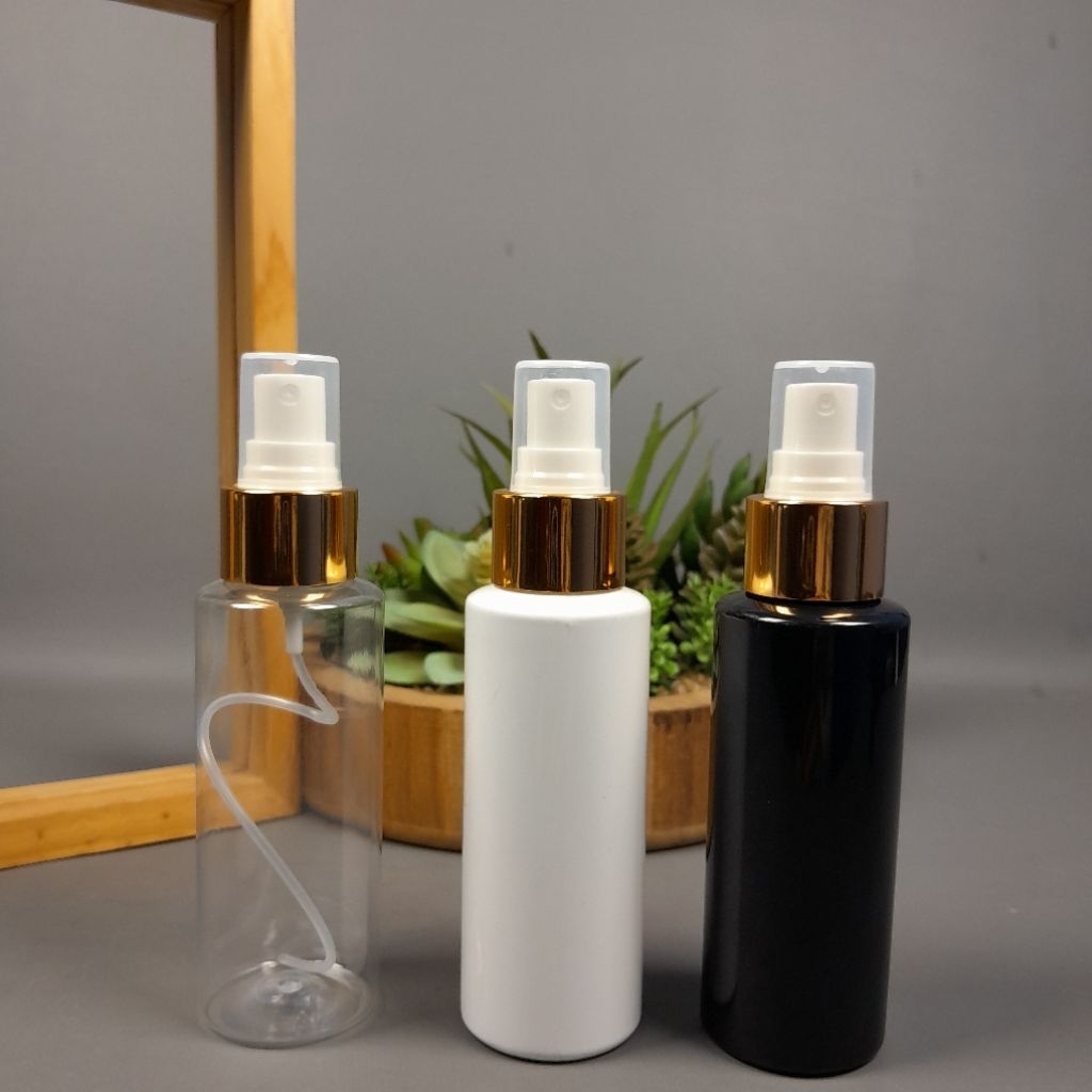 Jual Botol Spray 100 ML / Botol Pet 100 ML RF - Tutup Spray Gold ...