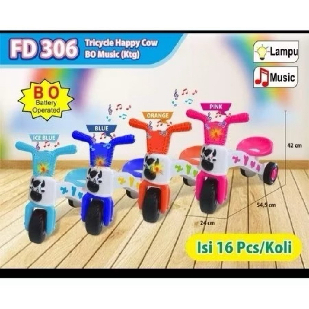 Jual Sepeda Sapi Musik FD306 Roda 3 Tricycle Sepeda Sapi HappyCow ...