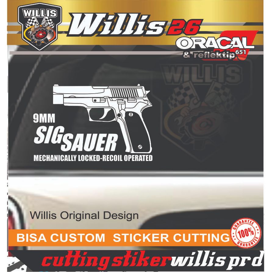 Jual (COD) CUTTING STICKER KACA ATAU BODY MOBIL LOGO SIG SAUER GAMBAR ...