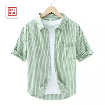 Kemeja Pria Motif Garis Lengan Pendek Slim Fit Casual Korean Style Adem Stylish Katun Premium