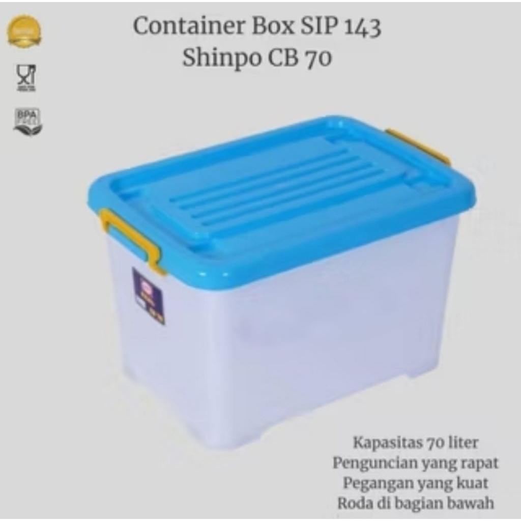 Jual SHINPO Container Box Plastik Dengan Roda CB_70/ Container Box 70L ...