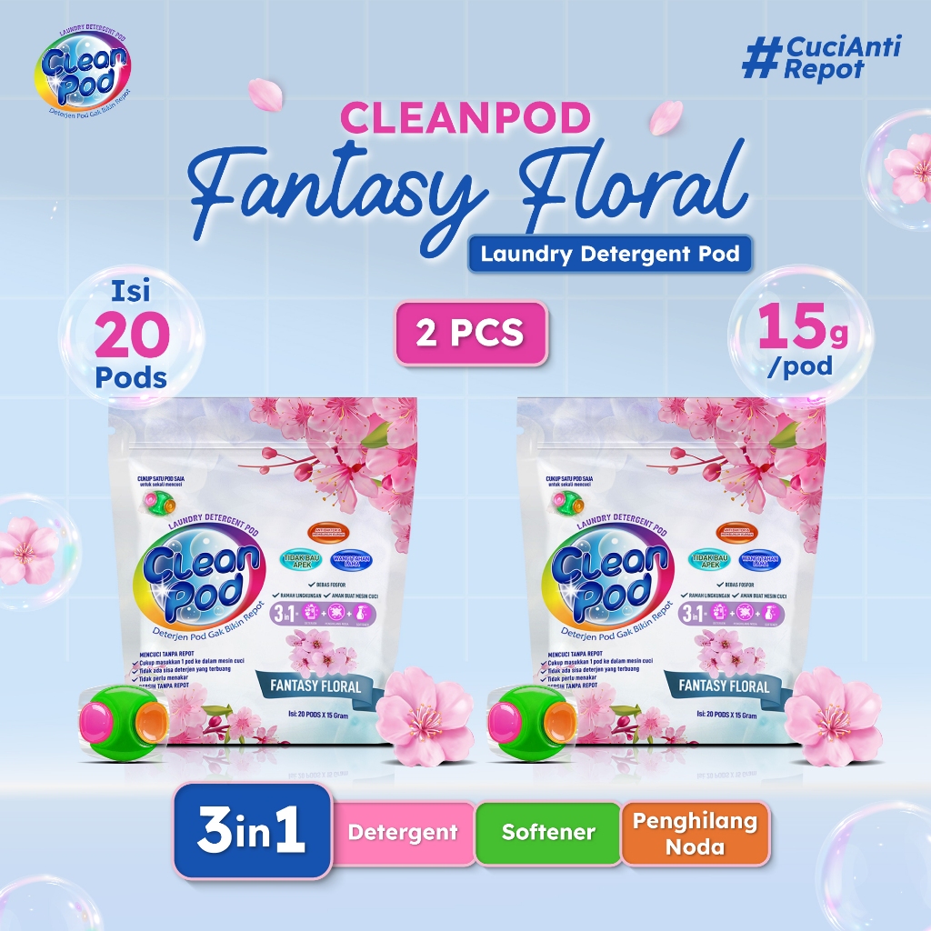 Jual [ CLEANPOD ] 2 pcs Fantasy Floral Scent Laundry Detergent Pods (1 ...