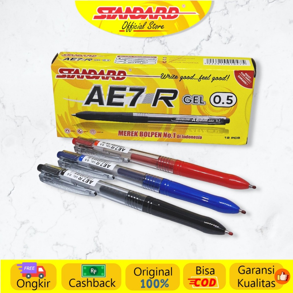 Standard - Pulpen AE7 R - Gel 0.5 ( Alat Tulis / Pen / Ballpoint / Pena ) (5)