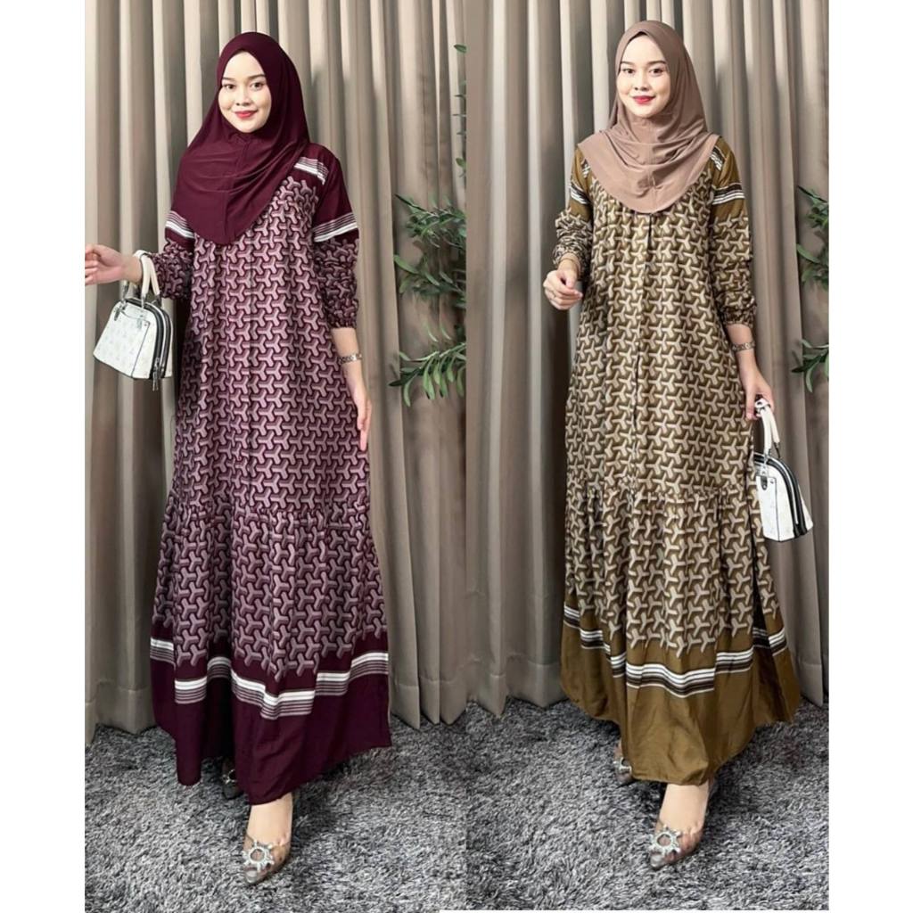 Citra Pakis Fashion - New Aluna Set Hijab Bergo Busui Gamis Kondangan Wanita Rayon Diamond Motif Terbaru Kekinian