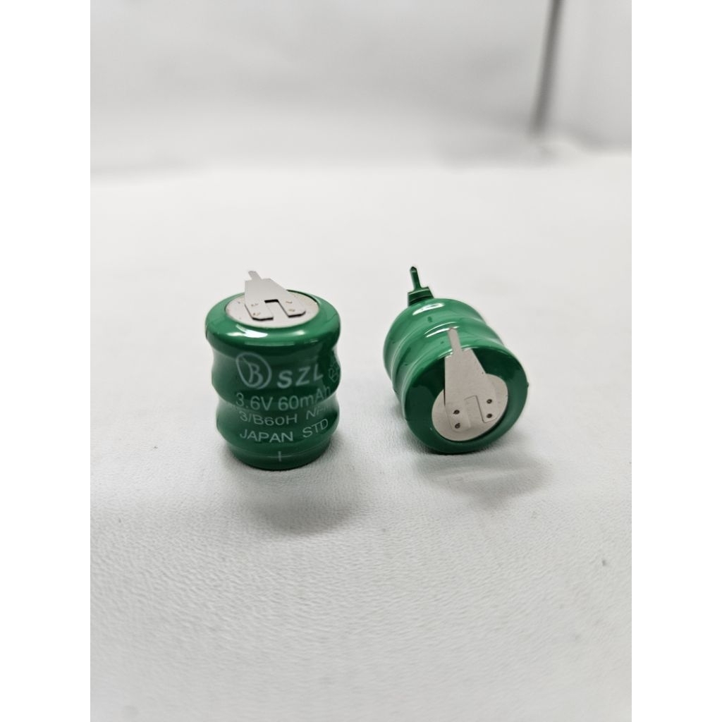 Jual rechargeable baterai drum 3.6v 60mah NI solder 2pin original ...