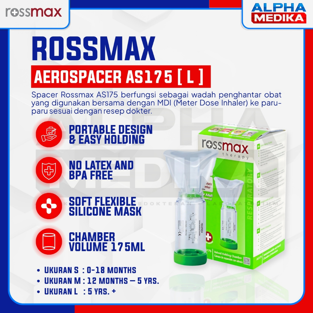 Jual ROSSMAX L - AeroChamber AeroSpacer Inhaler Asma Rossmax Size L ...