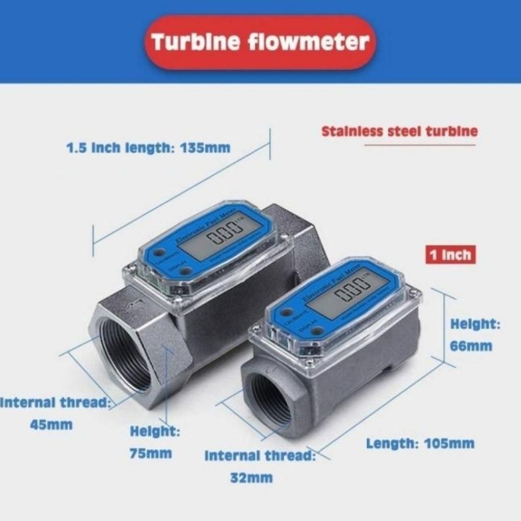 Jual Flow Meter Digital Turbine 1 inch Flow Meter Solar/Air Digital 1 ...