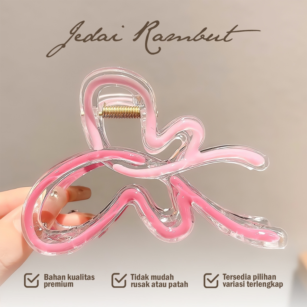 Jual Jedai Rambut Acrylic Abstrak Bening Pink | Jepit Rambut Unik ...