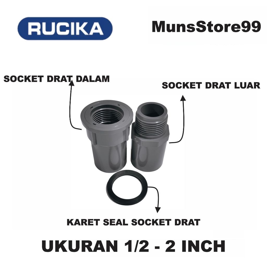 Jual Socket Drat Rucika AW Ukuran 1/2 - 2 Inch Pipa PVC Paralon Anti ...