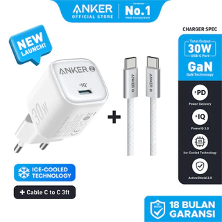 Anker Zolo GaN 30W 20W Adaptor Kepala Charger iPhone 16 15 14 13 Samsung Type C PD Ice-Cooled Fast Charging - A2698/A2699