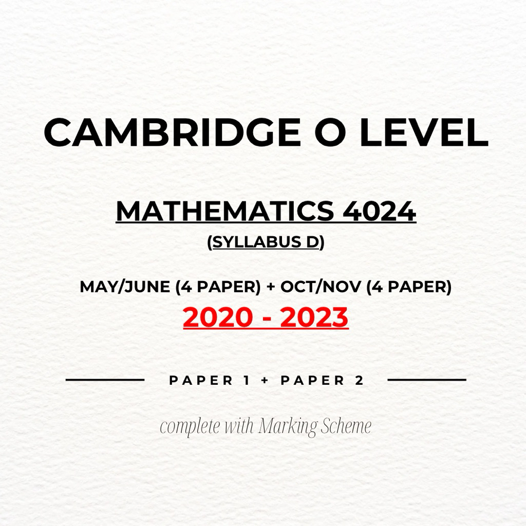 Jual Cambridge O Level Mathematics 4024 Tahun 2020-2023 | Shopee Indonesia