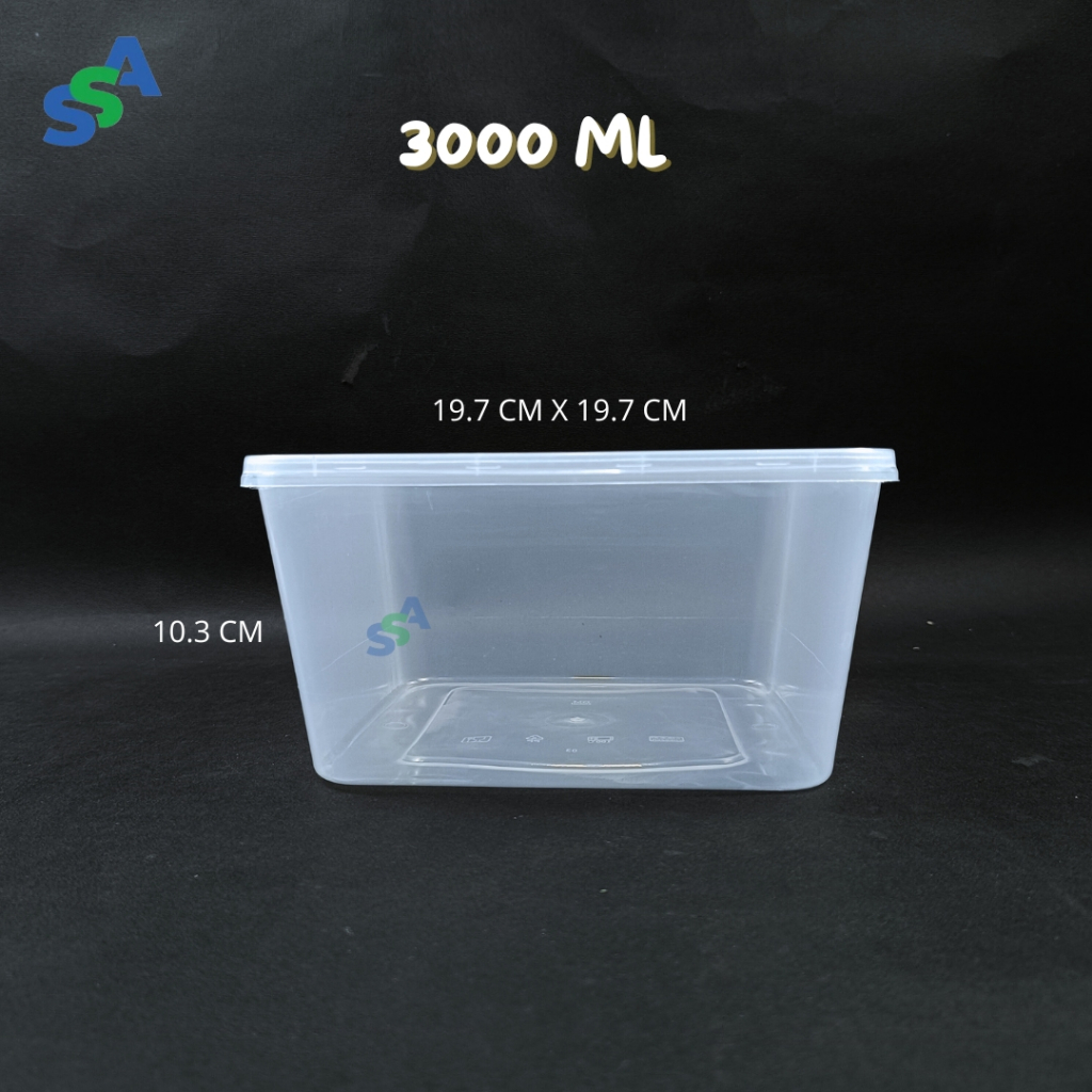 Jual THINWALL DM SQUARE 3000 ML ISI 25 PCS / FOOD CONTAINER KOTAK JUMBO ...