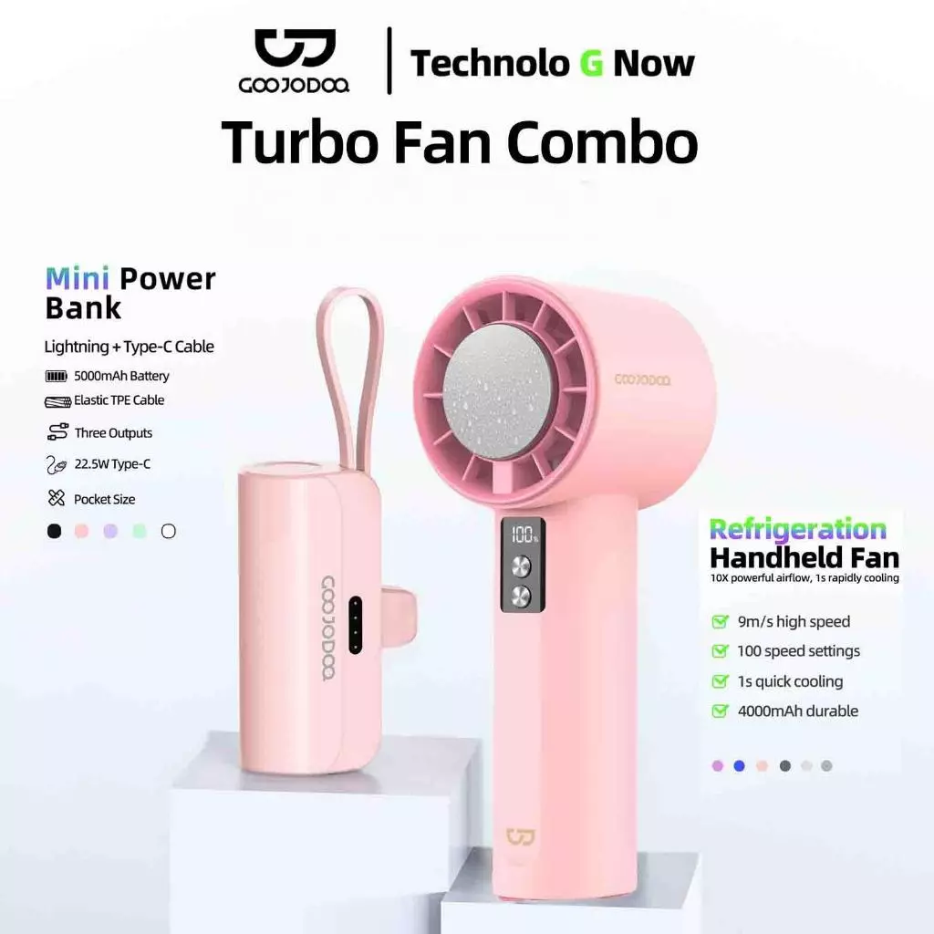 GOOJODOQ GFS006 Turbo kipas es untuk mendinginkan Wind + powerbank mini Dengan colokan ganda COMBO - foto 1