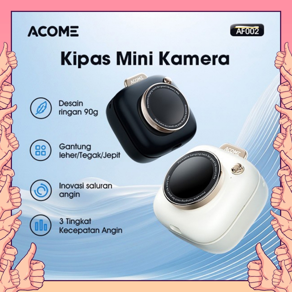 Jual Acome Portable Mini Fan Camera Style Kipas Angin Gantung Leher ...