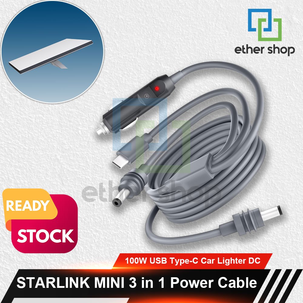 Starlink Mini Netzkabel – USB-C Auf DC | 3 Meter | Wasserdicht | Kompatibel Mit 100W+ Power Delivery