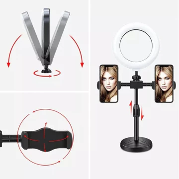 1 Set TRIPOD 28CM RINGLIGHT 2 HOLDER Paket Komplit Tripod Ringlight Lampu Live Tik Tok Lampu