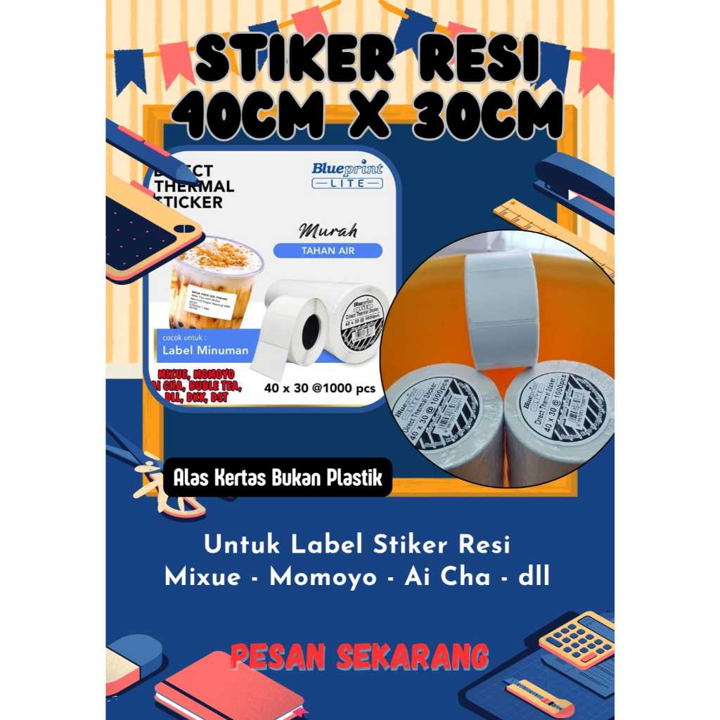 Jual Label Resi Stiker Termal 40X30MM 1rol isi 1000pcs Alas Kertas ...