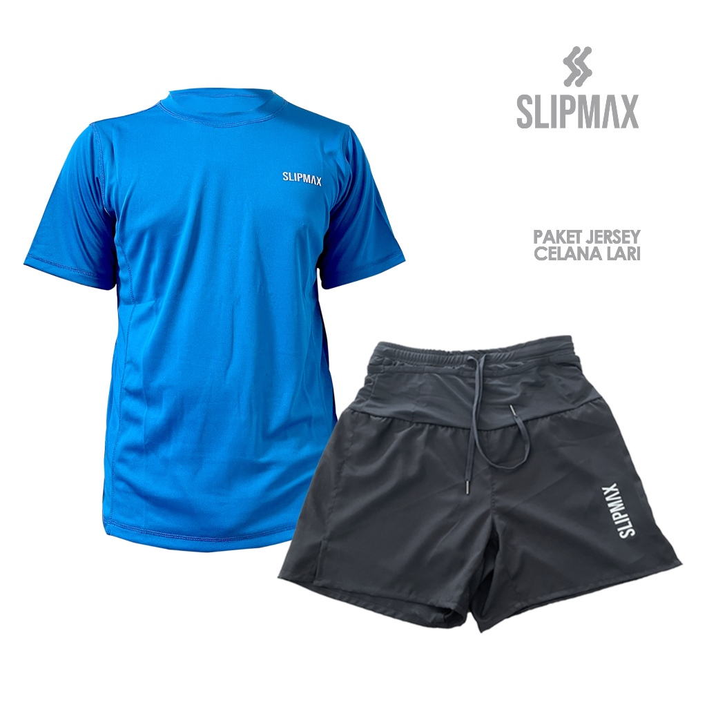SLIPMAX Paket Stelan Jersey dan Celana Lari Running Belt - Stelan Jogging