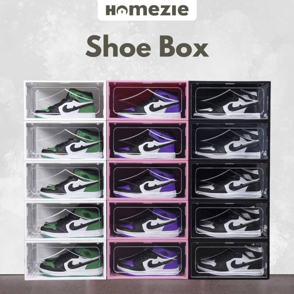 Jual Homezie - Shoe Box Kotak Sepatu Susun Tebal Transparan Rak Tempat ...
