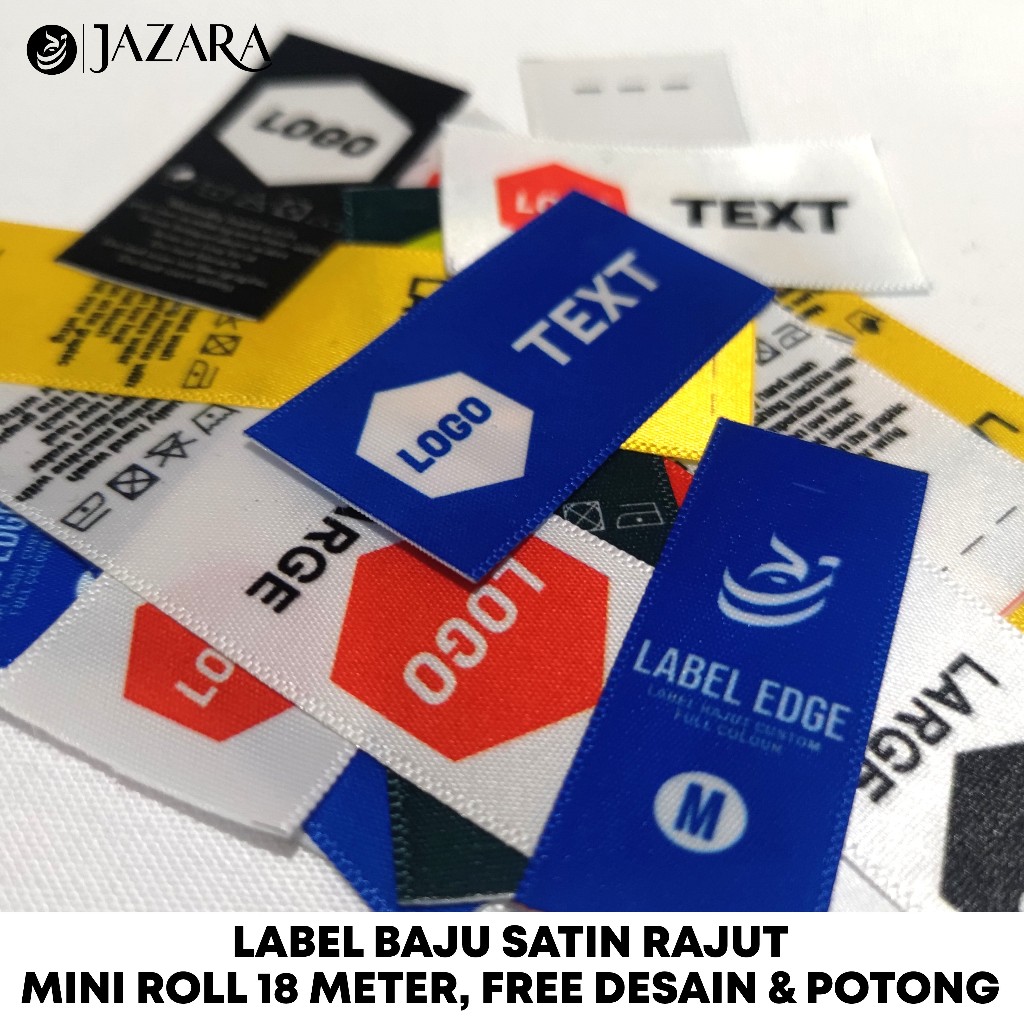 Jual Label Baju Custom Satin Rajut Edge Tebal Premium Full Printing ...