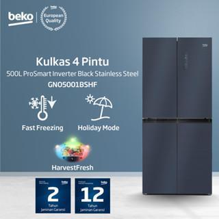 Jual Beko Kulkas 500L 4 Door Inverter HarvestFresh GNO5001BSHF Black