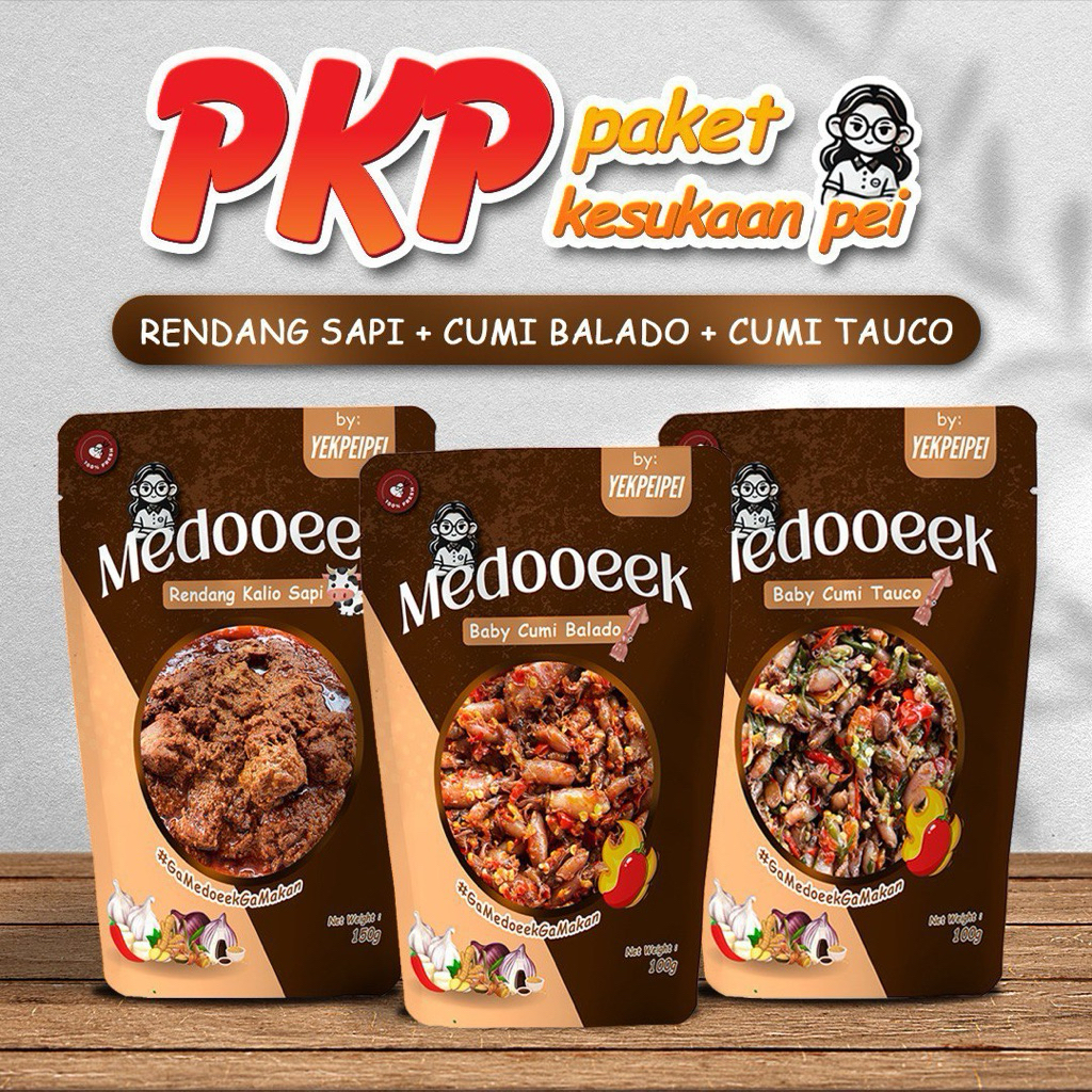 Jual Medoeek PKP rendang sapi 200gr cumi tauco 100gr cumi balado 100gr ...