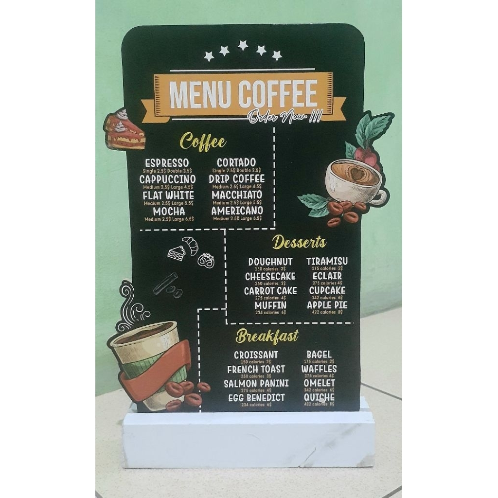 Jual papan menu kayu sign buku list menu kopi minuman makanan daftar ...
