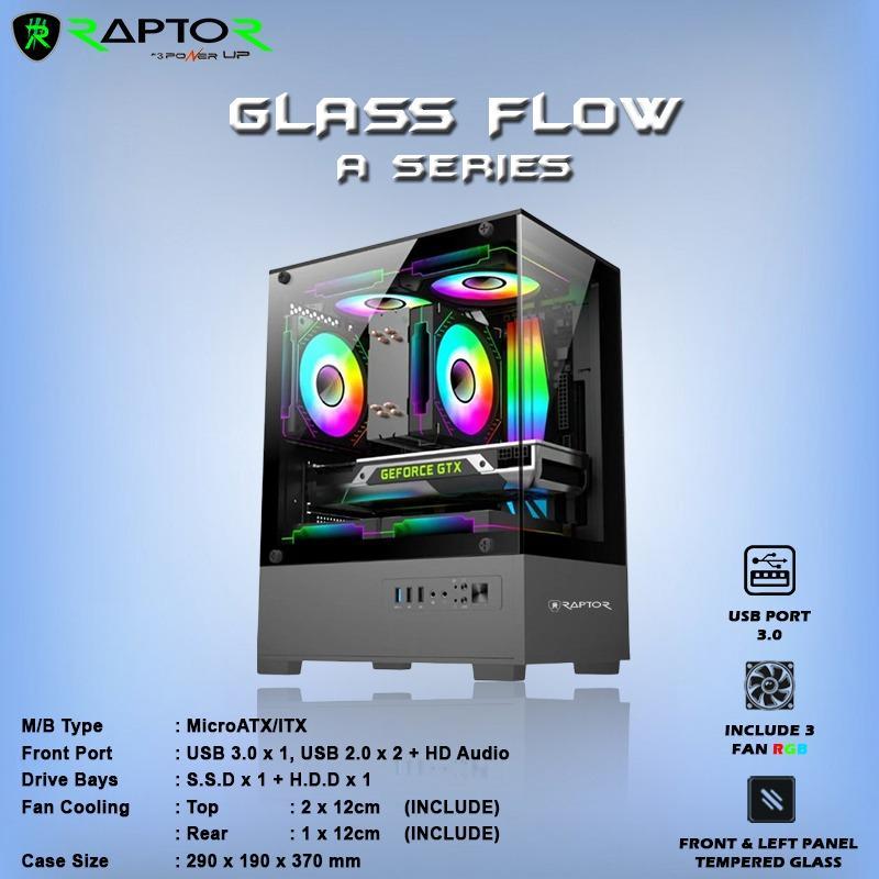 Jual Casing Komputer Raptor Glass Flow A Series include 3Fan RGB ...