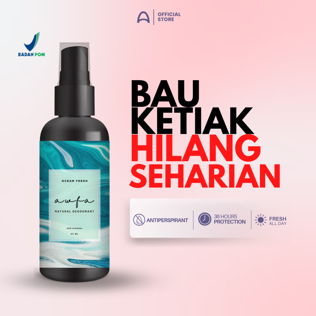 Awfa Natural Deodorant Spray - Ocean Fresh Spray Tawas Alami Mencerahkan Non Alkohon & Paraben 60ml
