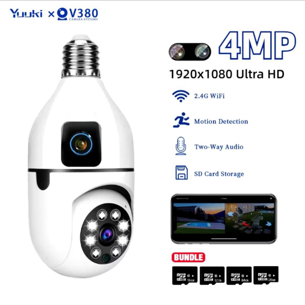 Jual CCTV Lampu Dual Lens Full HD 360 Rotation Auto - V380 Pro | Shopee ...